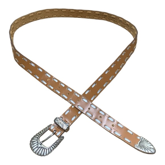 Vintage Liz Claiborne Leather Western Belt & Buckle Sz 34” to 36” - Picture 2 of 3